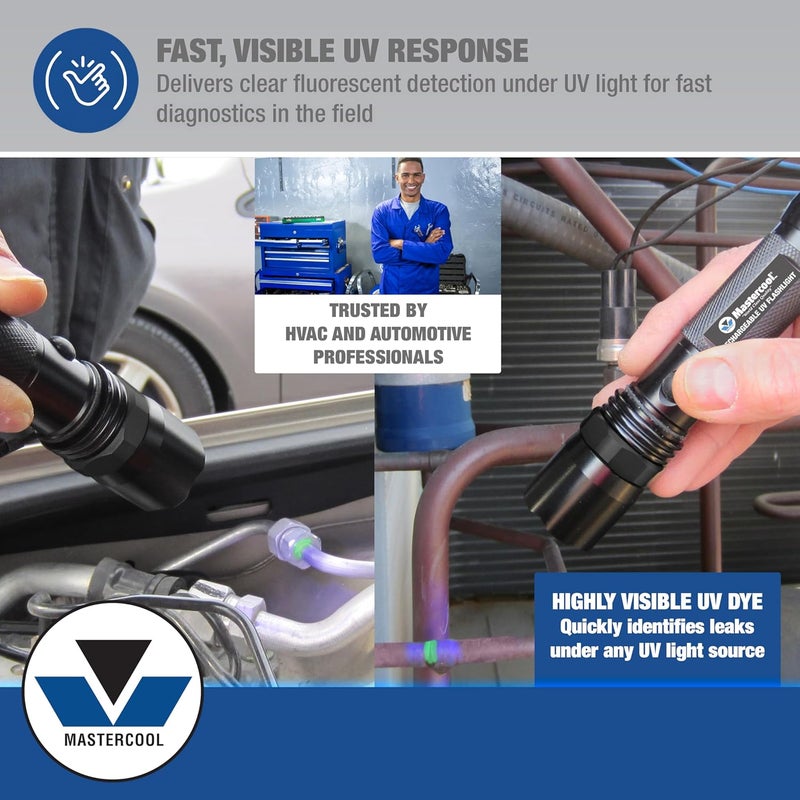 MASTERCOOL 92699 Standard Universal UV Dye – Six ¼ oz Packs – Compatible with R‑1234yf, Hybrid, CO₂ & Conventional Systems - Image 3